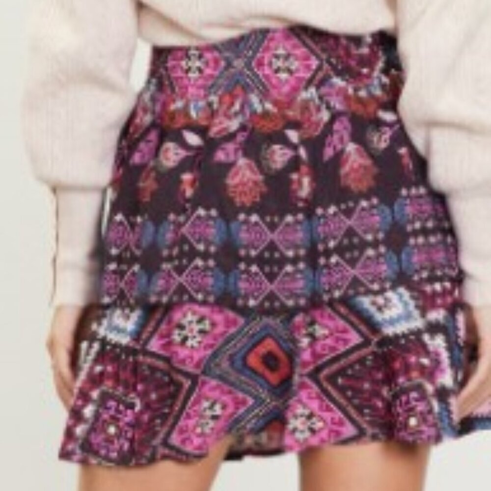 Print Ruffled Mini Skirt - Picture 2 of 4